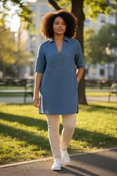 Wenrine Womens Denim Shirt Dress Summer Casual V Neck Short Sleeve Loose Jean Mini Dress