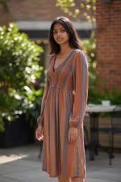 NWT Boho Chic Beach Vibe Warm Striped Long Dress Size: 1