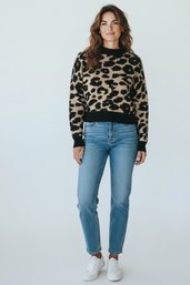 Republic XS Black And Beige (or Tan) Animal Print Soft 'fuzzy' Or 'faux Fur' Te