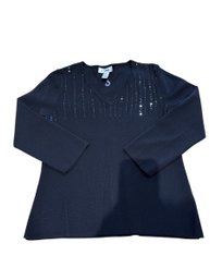 Black Sequence Sweater By Carducci. Size M.