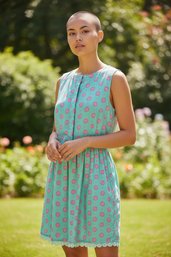 Luxe Apothetique Turquoise & Pink Sleeveless Sun Dress W Pockets