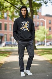 Black And Gold Nike Air Jordan 'Flight' Graphic Hoodie YXL