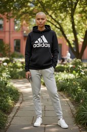 Adidas Essentials Big Logo Pullover Hoodie In Black Size 14/16