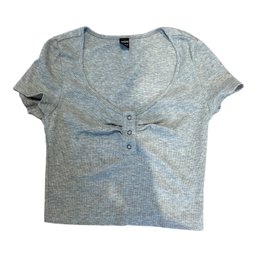 Like New Shein Ribbed Grey Cropped Tee