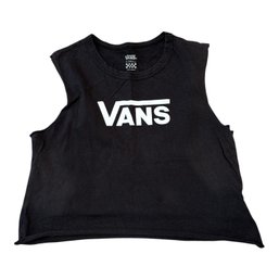 Black Vans Flying V Classic Muscle Tank Top Featuring A Bold White Vans Logo On The Chest.