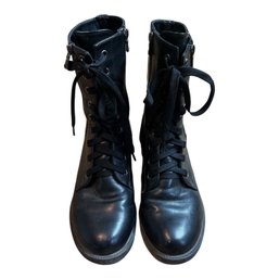 Attrattivo Black Leather Lace-Up Combat Boots. These Ankle-height Military Style Boots Size 40