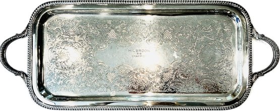 Vintage Silver Plated 23 Inch Serving Tray With Trophy Engraving