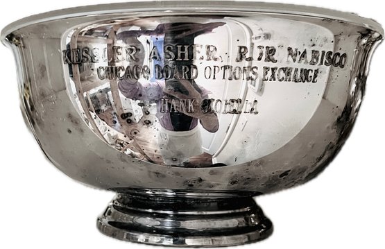 Vintage Silver Plate Revere Bowl - With Lining Insert & Trophy Engraving - 9' In Diameter