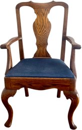 Early 20th Century Queen Anne Style Armchair With Curved Arms
