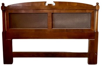 Henredon Headboard For Queen Bed - Open Pediment Design, Framed Caning Inserts & Side Columns