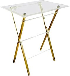 Folding Acrylic & Brass Folding Side Table