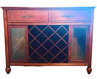 Vintage Wooden Bar And Wine Cabinet With Inlaid Wooden Design
