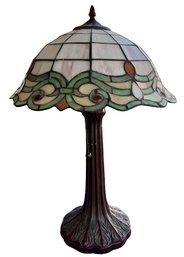 Tiffany Style Lamp - Base With Leaf Pattern - Works