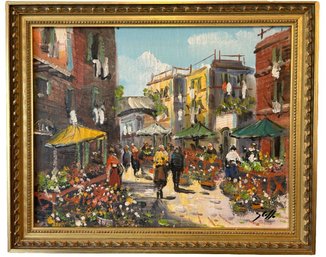 Original Art - Italian Flower Market - Signed