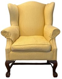 Yellow Upholstered Wingback Chair