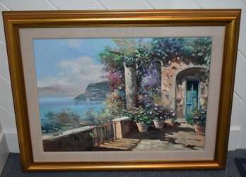 Wooden Framed Art Italy Overlooking Water