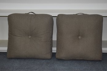 Large Decorative Pillow Pair Brown White Patterned