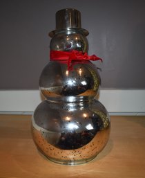Silver Snowman With Red Scarf