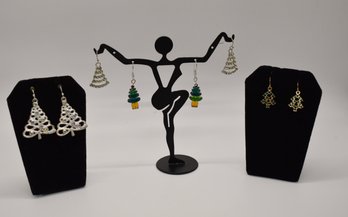 Christmas Tree Earring Lot 4 Pairs #957
