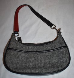 Vintage Coach Herringbone Twill Fabric Mini Gray Handbag Hobo Shoulder Bag
