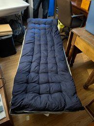 Nictemaw Portable Folding Camping Cot With Navy And Grey Reversible Mattress