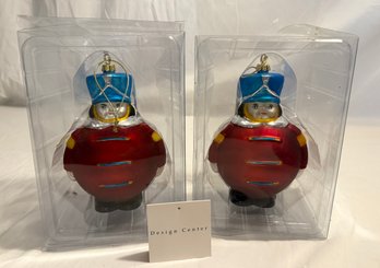 Design Center Glass Fat Soldier Ornaments Pair