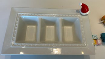 Nora Fleming Retired Garnish Dish Pearl Dot Ceramic With 4 Seasonal Minis