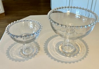 Beaded Bowl On Pedestal Pair