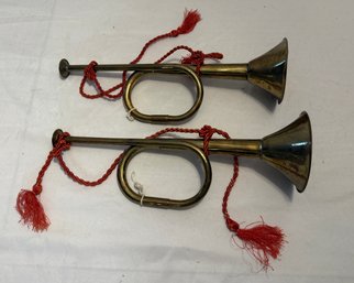 Vintage Brass Trumpet Bugle Pair