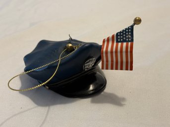 Kurt Adler POLICEMAN HAT Ornament USA FLAG Police COP Law Enforcement