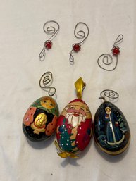 Vintage Russian Hand Painted Eggs With Hangers