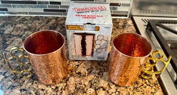 Pair Of ODI Solid Cooper 20oz Brass Knuckle Moscow Mule Mugs One In Box