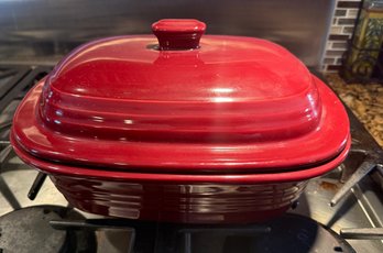 Pampered Chef 3.1 Qt Cranberry Deep Covered Stoneware Casserole Dish