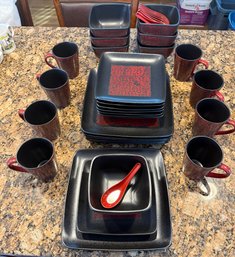 American Atelier At Home Yardley Red Dish Set