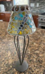 Stained Glass Dragonfly Tea Light Candle Holder