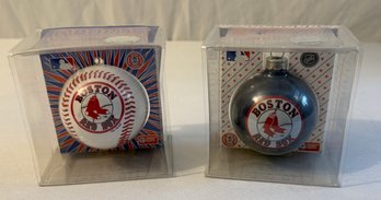 Boston Red Sox Collectors Series Mini Replica Ornaments (2) White And Blue