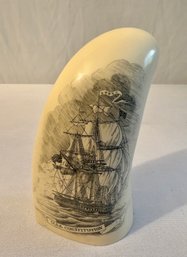 Old Ironsides U.S.S. Constitution Scrimshaw Reproduction Sperm Whale's Tooth
