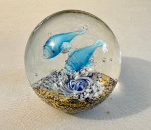 Manatee Ocean Art Glass Paperweight