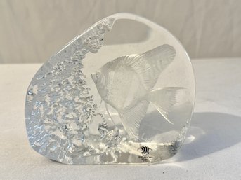 Mats Jonasson Maleras Sweden Handcrafted Full Lead Crystal Fish Paperweight