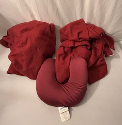 Pair Of Maroon Snuggies (71x54') And Cloudz Travel Pillow