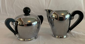 Teller Hostess Ware Chrome Creamer And Sugar Made In Italy