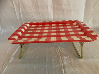 Vintage Red Plaid Metal Lap Tray