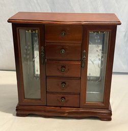 Wooden Jewelry Box 5 Drawers 2 Doors