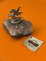 Spoontiques Dragon Pewter Figurine On Lavender-hued Amethyst