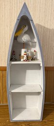Studio 33 Wooden Boat Nautical Bookshelf With Pelican And Lighthouses