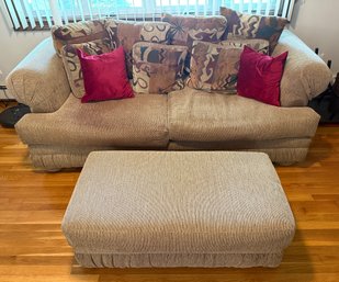 Realistic Furniture By Klaussner Sofa And Ottoman With Throw Pillows