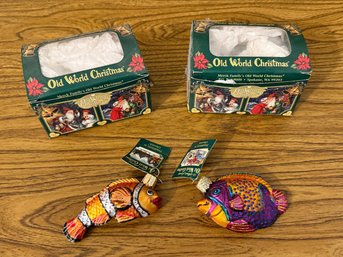 Old World Christmas Clown Fish And Tropical Fish Ornaments