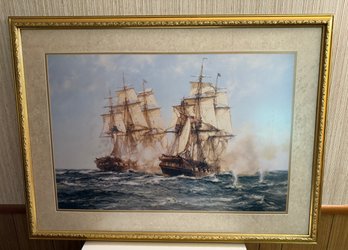 Java And Constitution Naval Battle Scene By Montague Dawson Framed Nautical Print