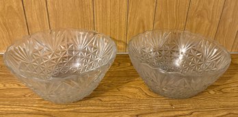 Anchor Hocking Arlington Crystal Glass Punch Bowl Pair