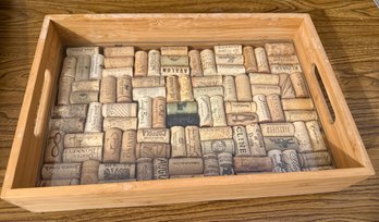 Wine Cork Glass Bottom Serving Tray